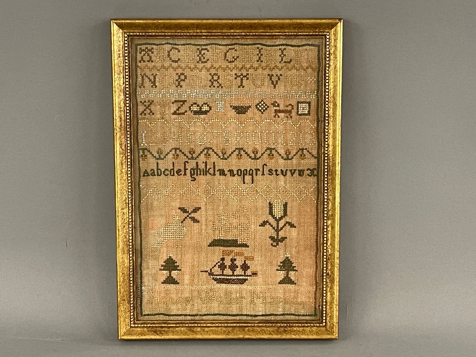19TH C NEEDLEWORK SAMPLER (1 of 2)