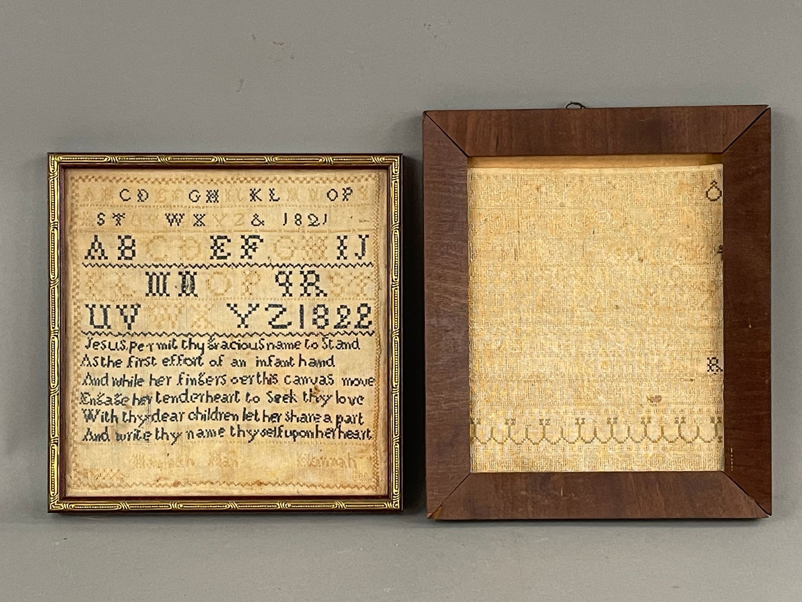 TWO 19TH C NEEDLEWORK SAMPLERS (1 of 2)