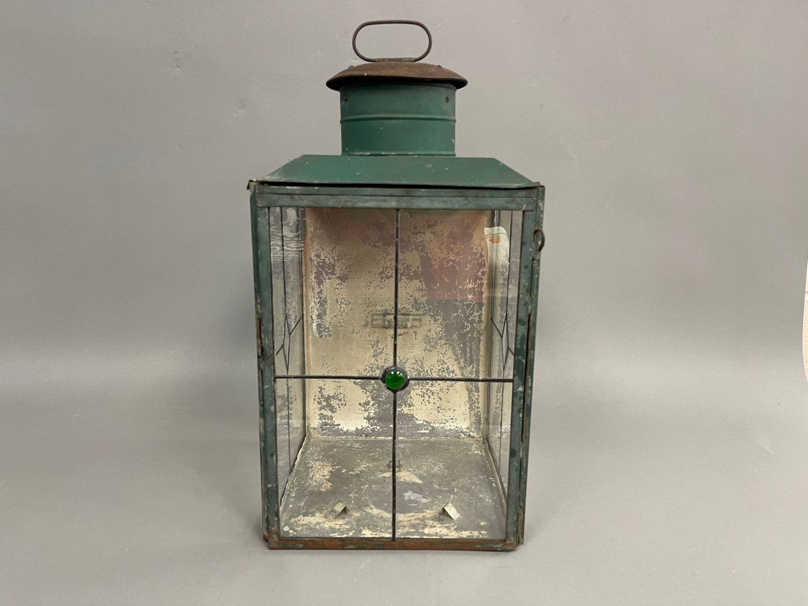 LARGE 19TH C PAINTED TIN CANDLE LANTERN (1 of 5)