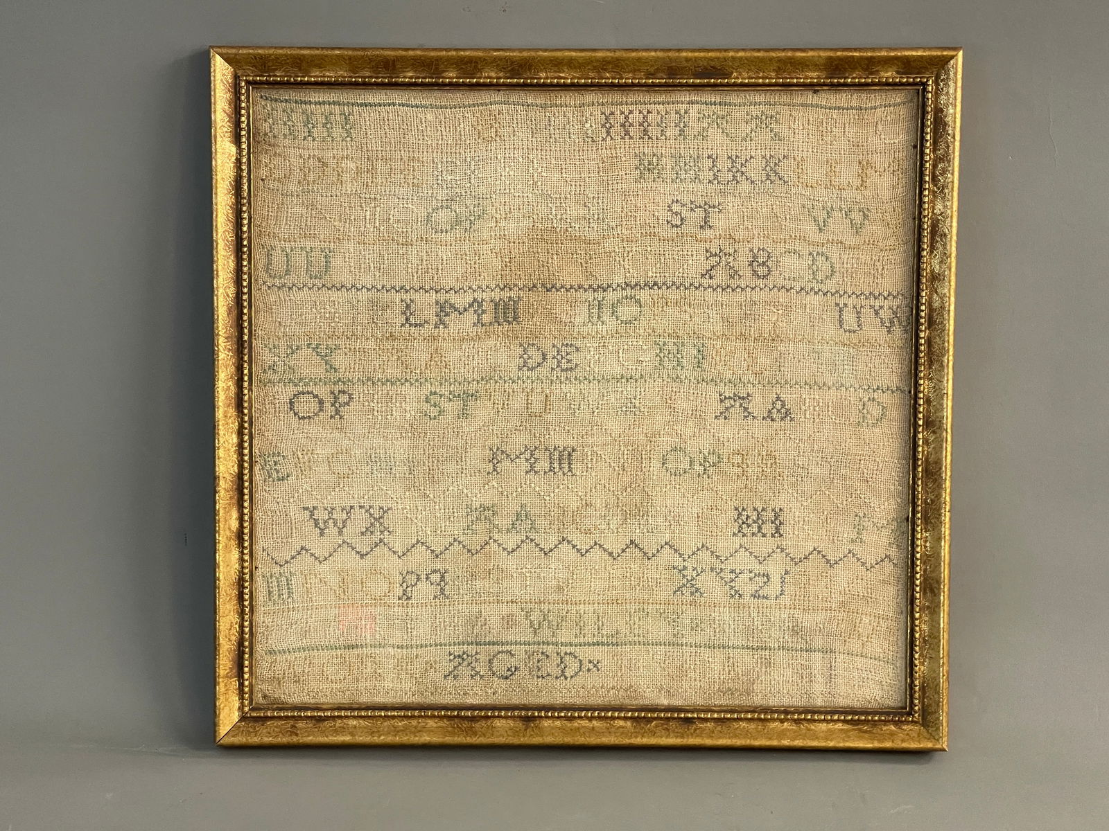 19TH C NEEDLEWORK SAMPLER (1 of 2)