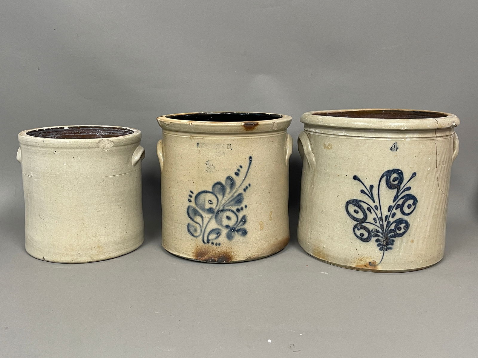 3 STONEWARE CROCKS (1 of 4)