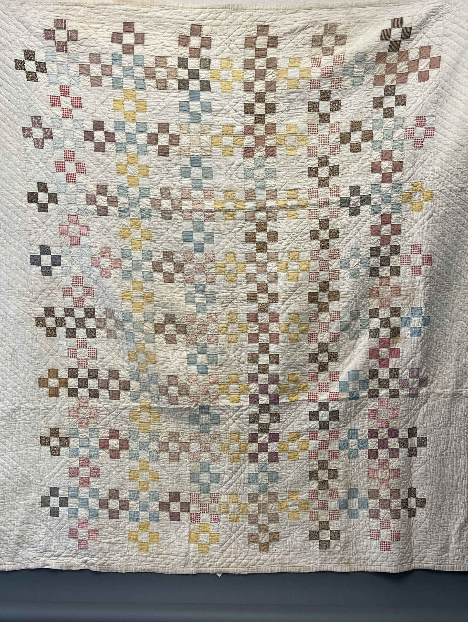 19TH C QUILT SMALL CHECKS (1 of 3)