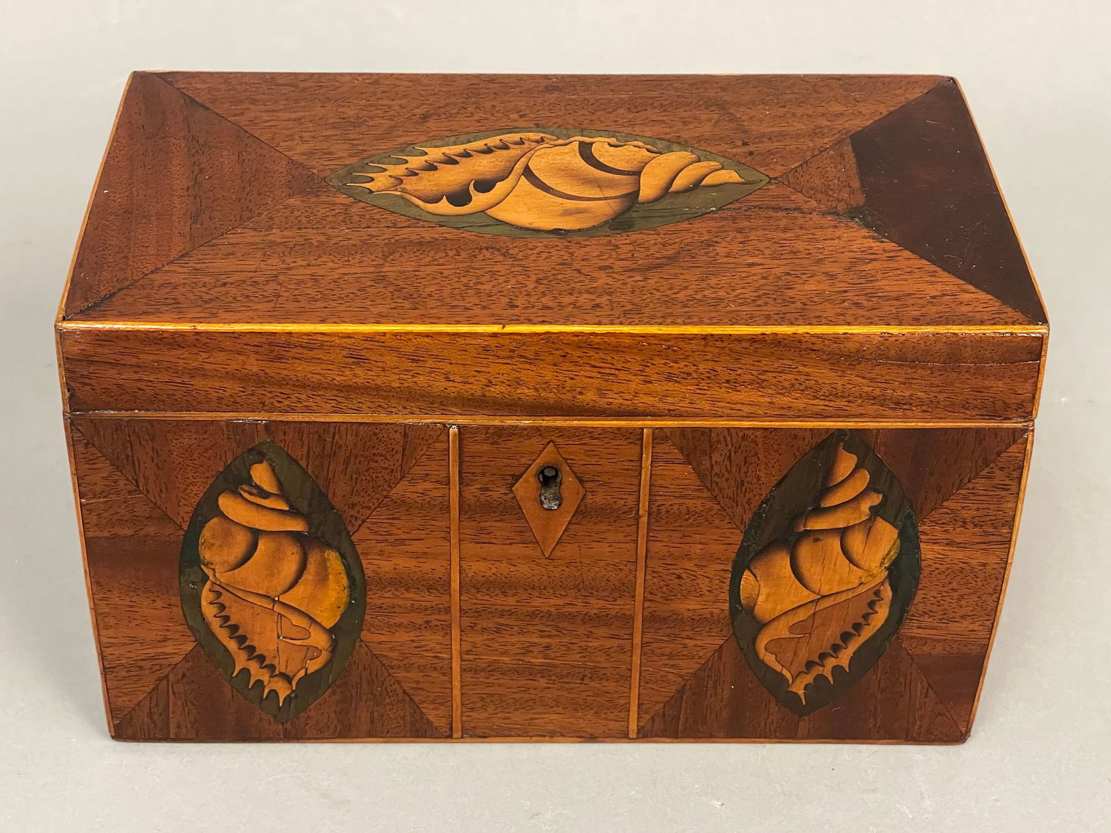 19TH C ENGLISH MAHOGANY TEA CADDY (1 of 6)