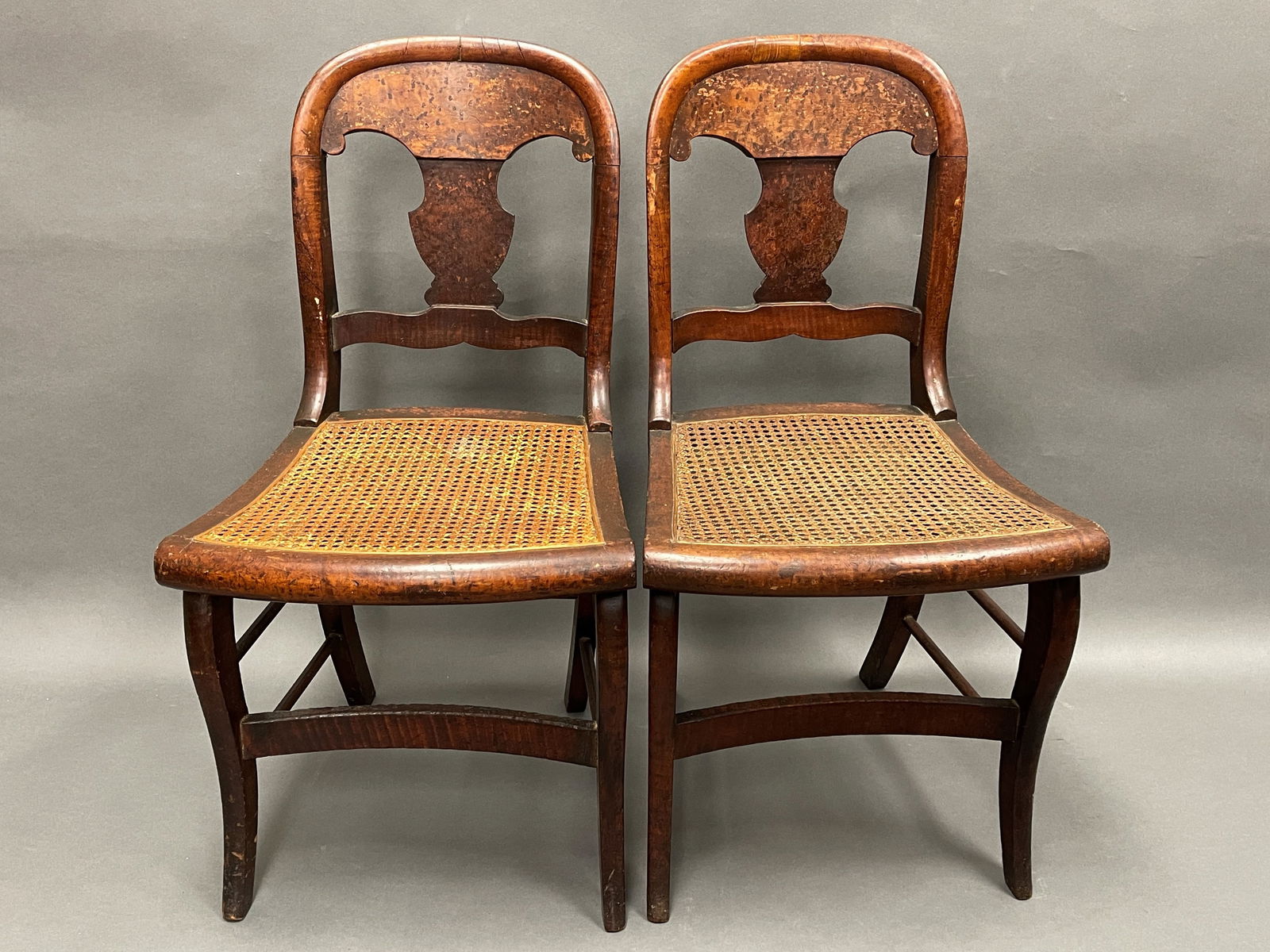 PAIR OF BIRDSEYE MAPLE CHAIRS (1 of 4)