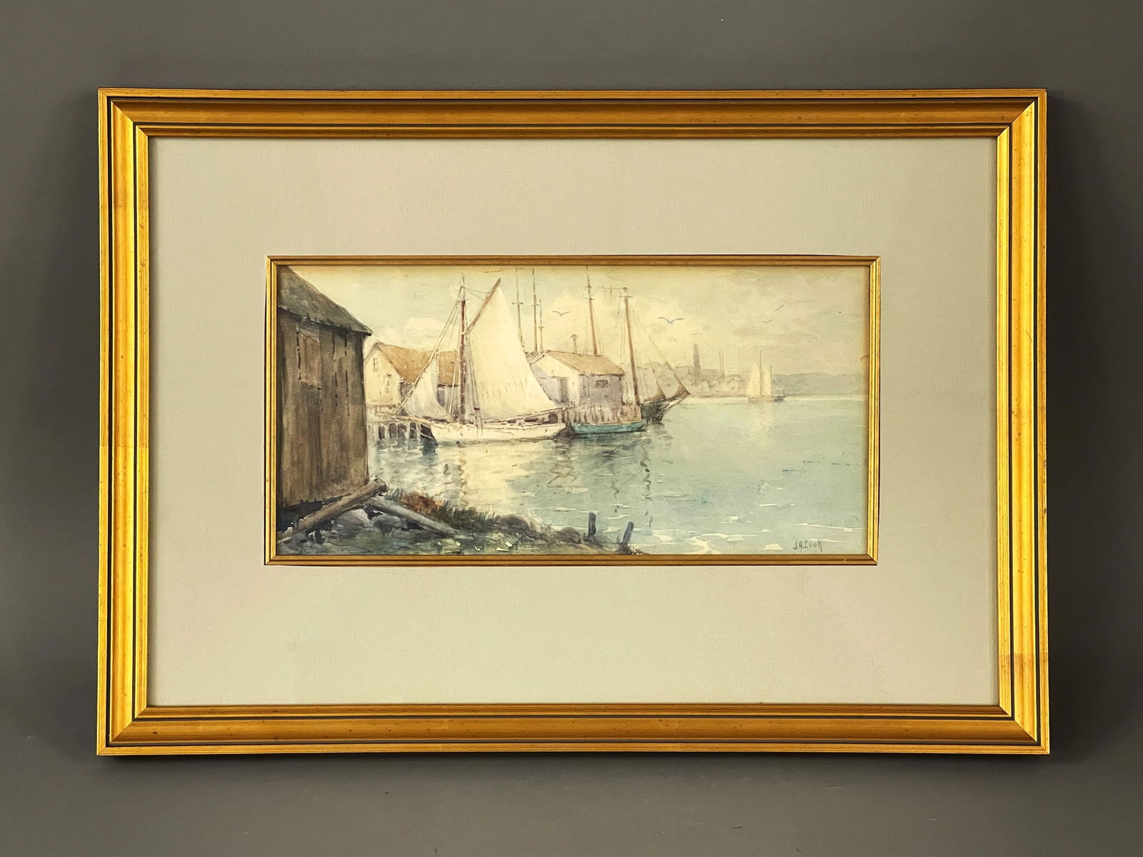 W/C PAINTING OF NORTH SHORE NEW ENGLAND BY JOHN  A COOK (1 of 4)