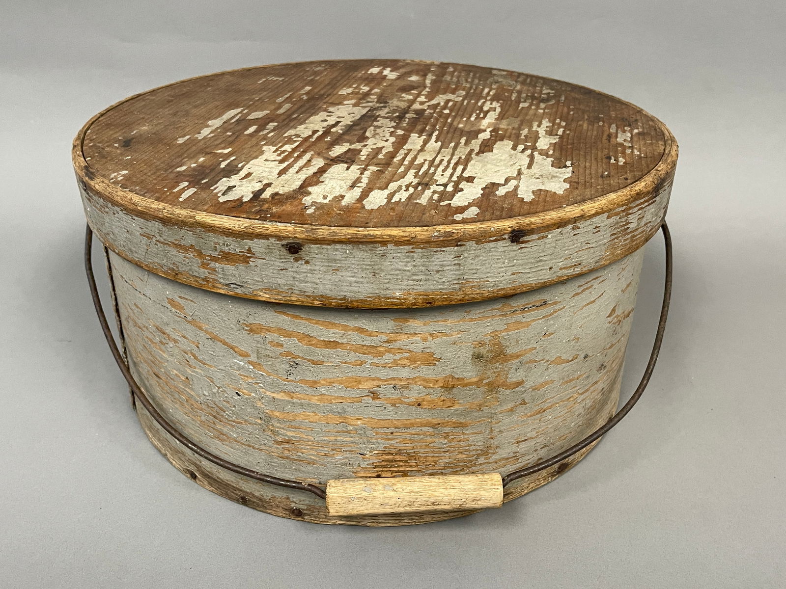 LARGE 19TH C BAIL PANTRY BOX IN LIGHT BLUE (1 of 5)