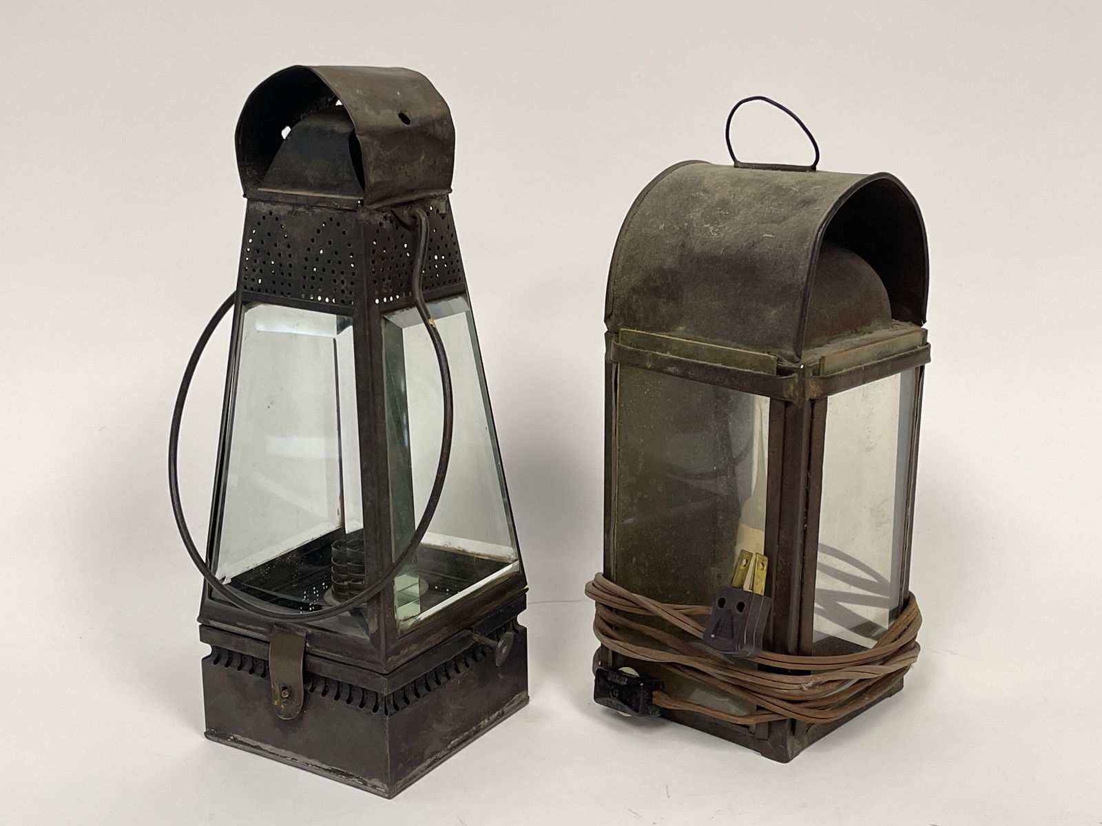 TWO TIN LANTERNS , ONE ELECTRIFIED (1 of 5)