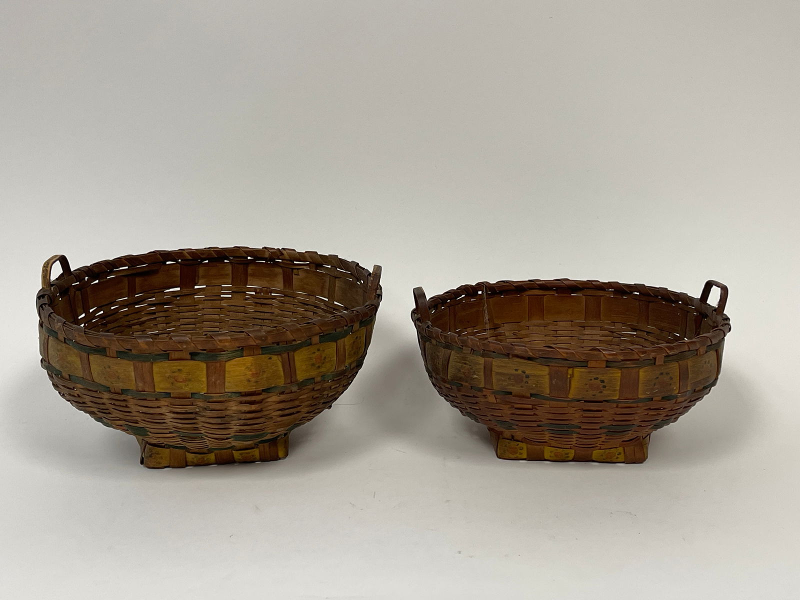 TWO NATIVE AMERICAN PAINT DECORATED BASKETS (1 of 6)