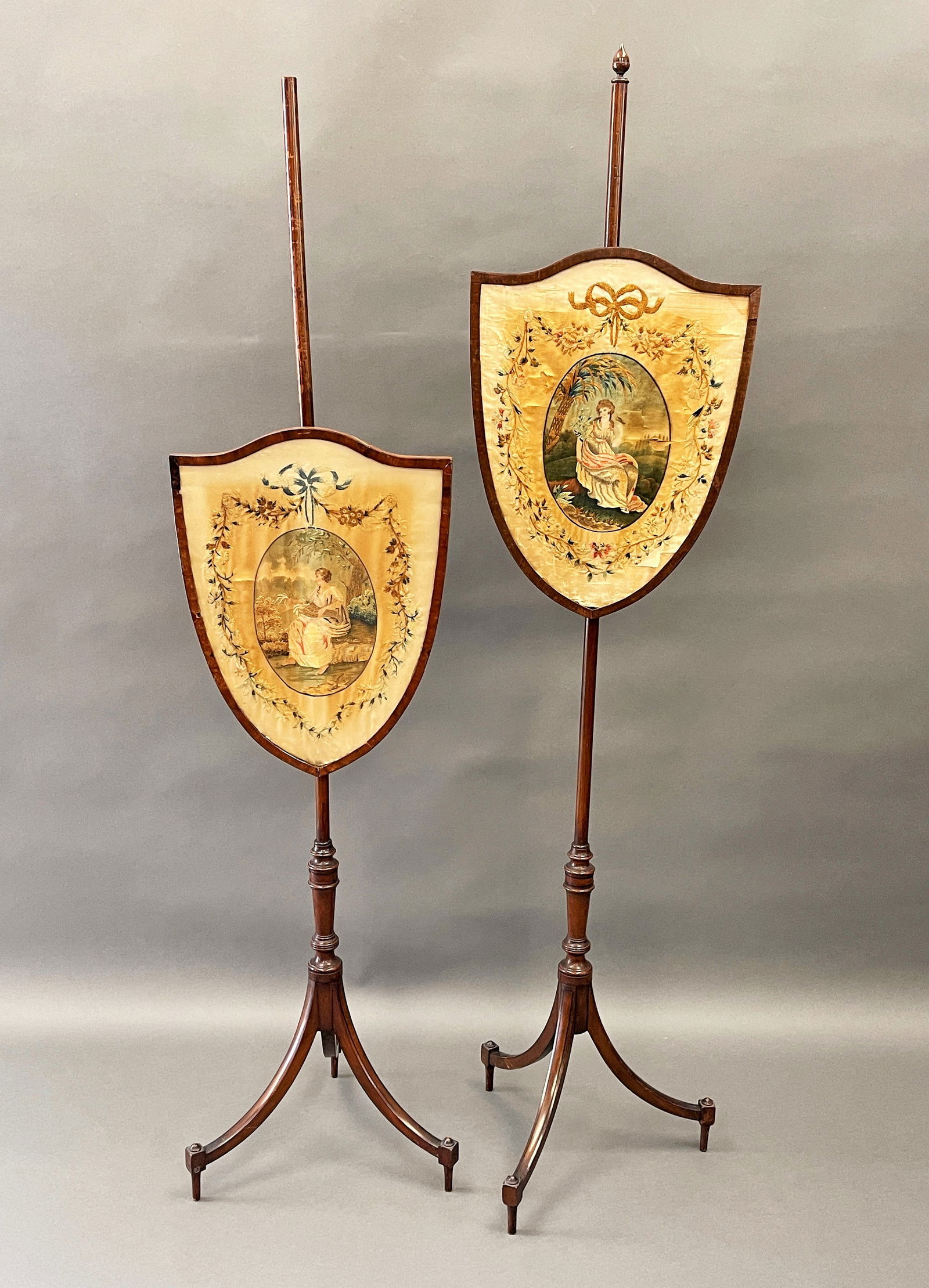 PAIR OF 1805 EMBROIDERED FIRE SCREENS (1 of 4)