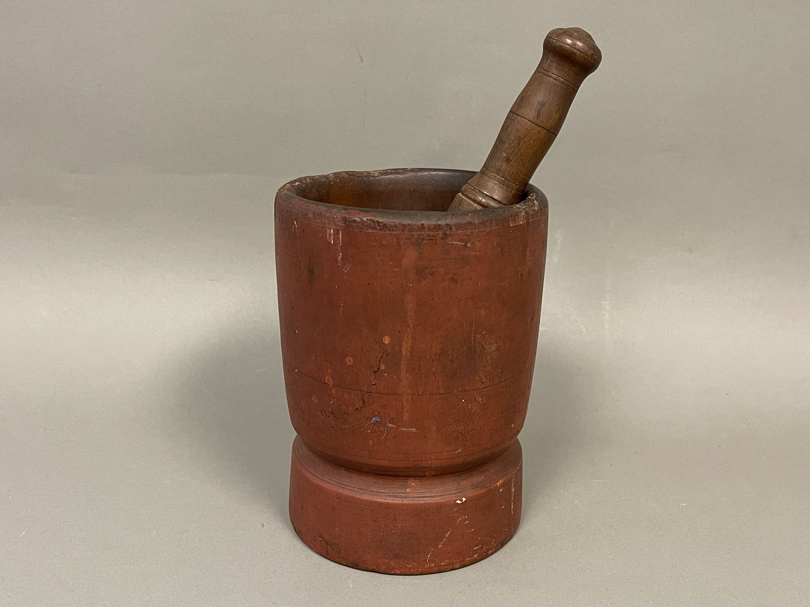 PAINTED RED MORTAR AND PESTLE (1 of 6)