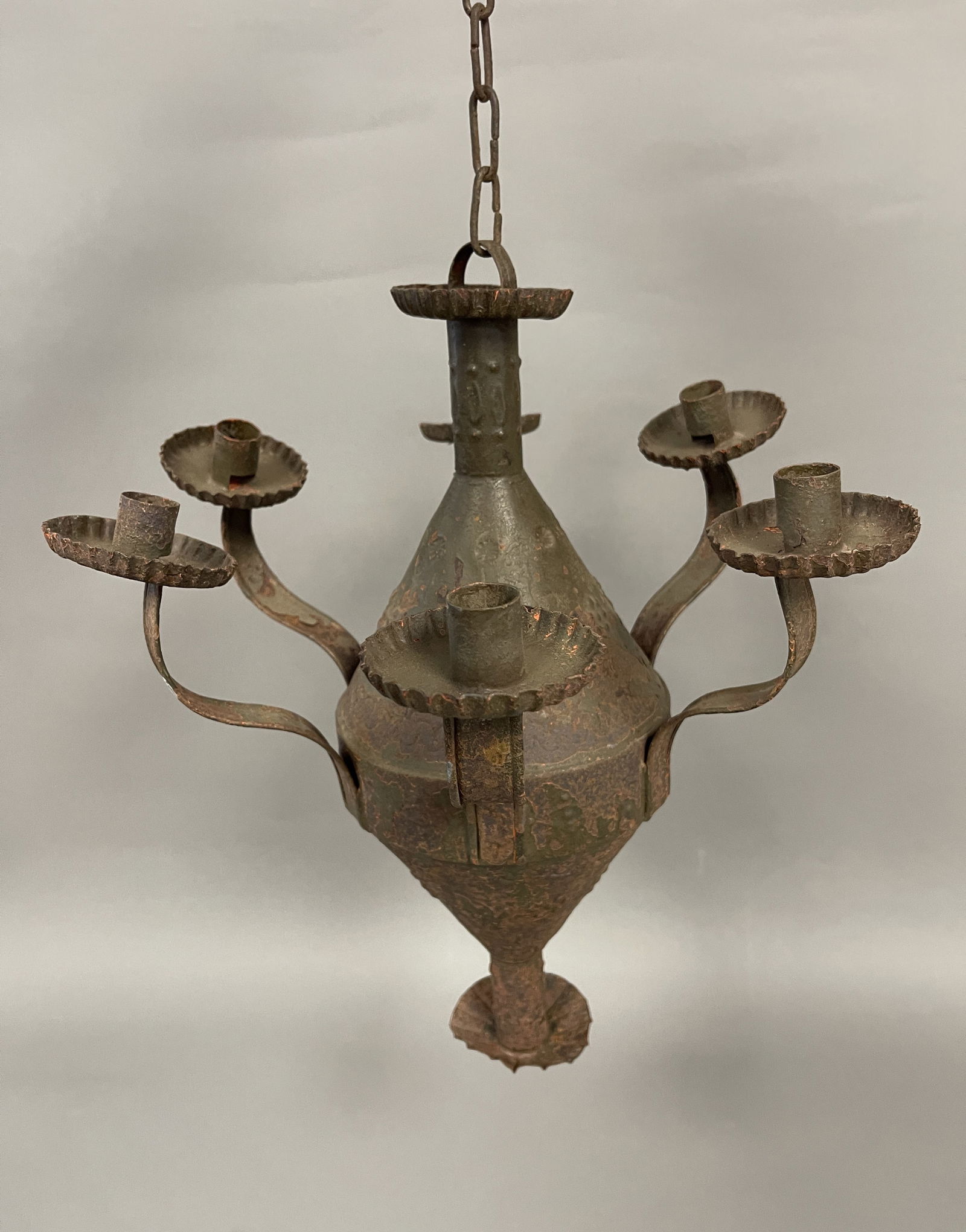 SIX CANDLE PUNCHED TIN CHANDELIER (1 of 4)