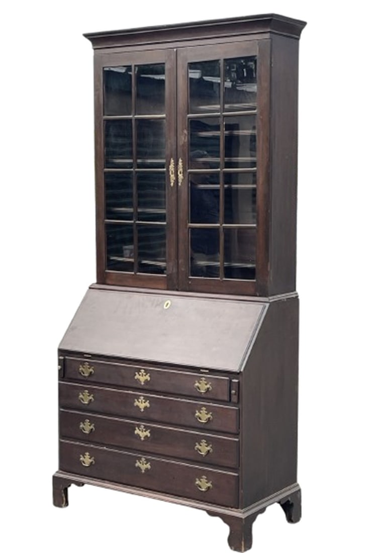 18TH C CT RIVER VALLEY CHIPPENDALE SECRETARY IN CHERRY (1 of 9)