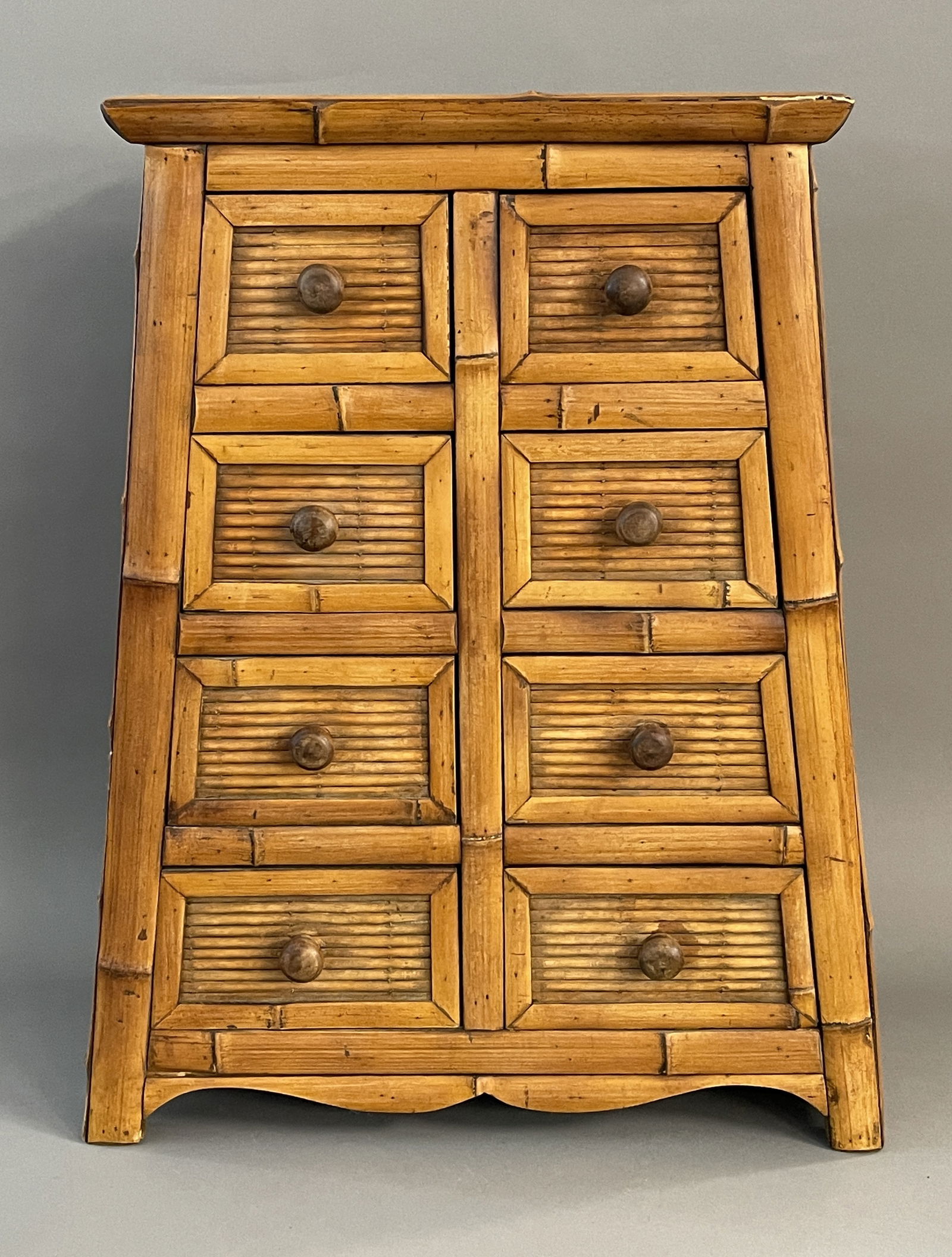 SMALL 20TH C BAMBOO CHEST/STAND HAVING EIGHT DRAWERS (1 of 6)