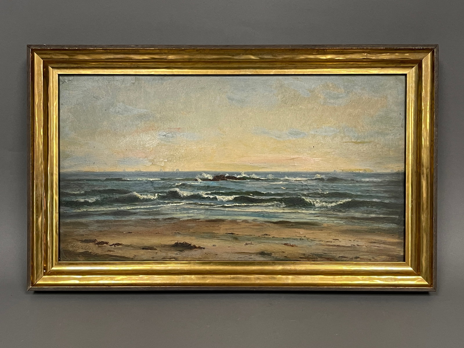 WINCKWORTH ALLAN GAY BEACH SCENE MASSACHUSETTS 1821-1910: WINCKWORTH ALLAN GAY BEACH SCENE MASSACHUSETTS 1821-191010.5 X 19