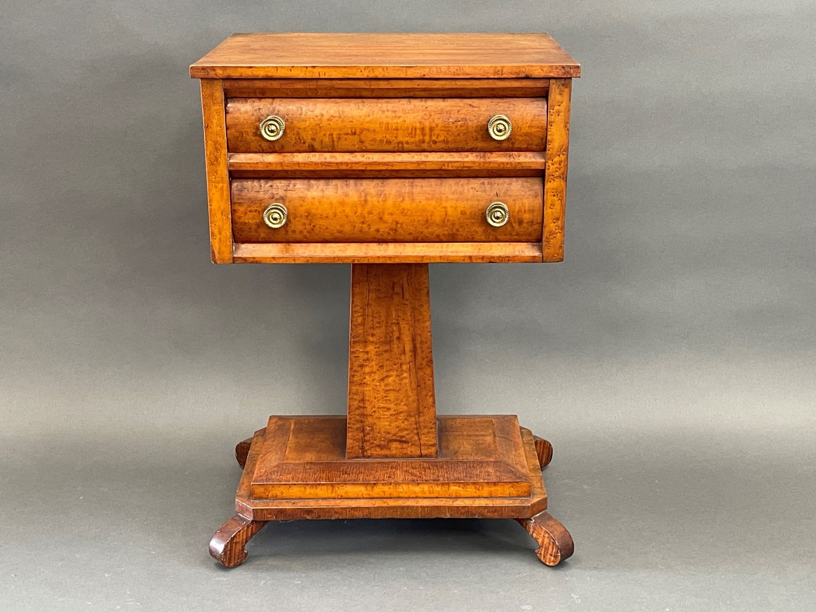19TH C BIRD'S EYE MAPLE TWO DRAWER STAND (1 of 8)