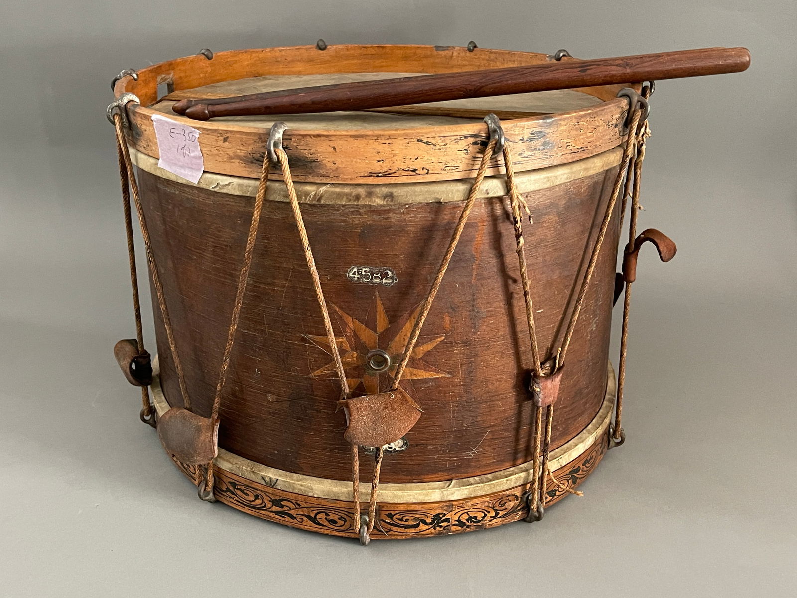 19TH C DRUM WITH ORIGINAL MATCHING STICKS (1 of 6)