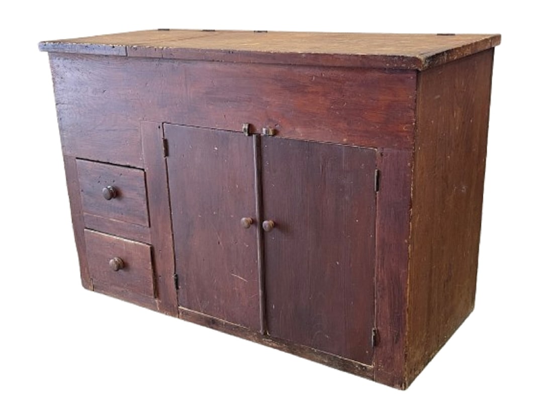 19TH C RED PAINTED DRY SINK (1 of 7)