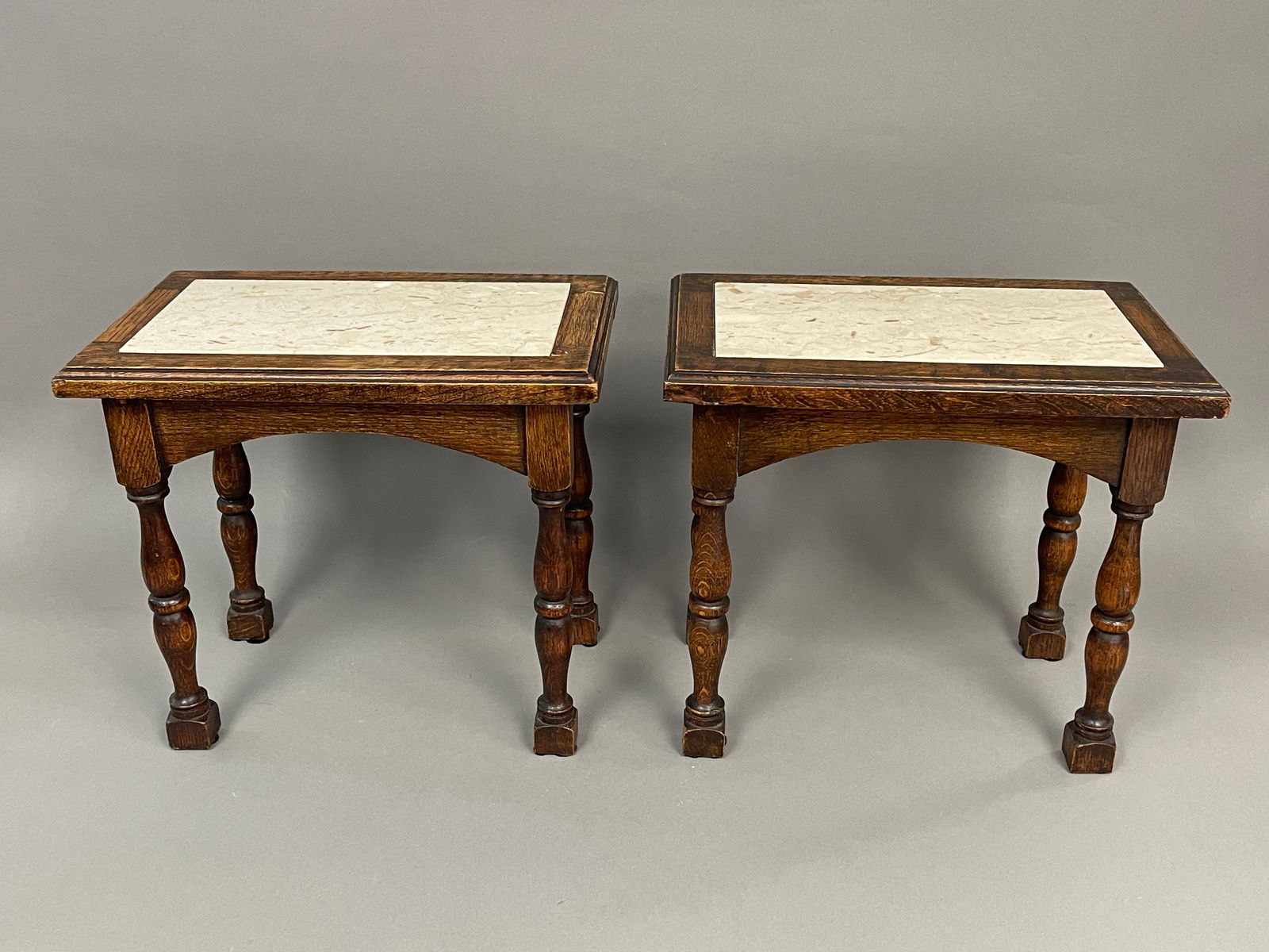 PAIR OF OAK STOOLS (1 of 4)