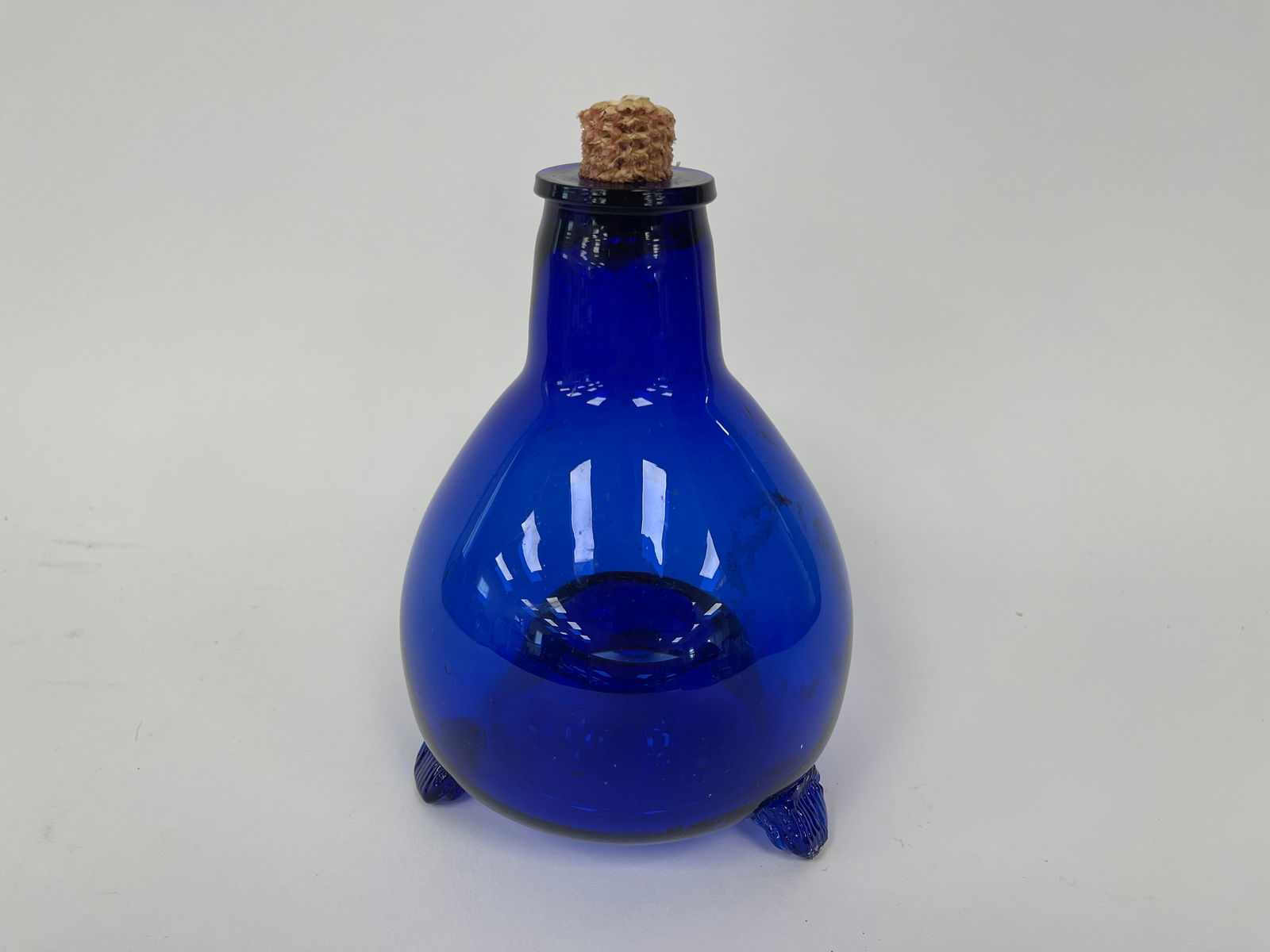 BLOWN COBALT COLOR COLOR GLASS FOOTED FLY CATCHER (1 of 4)