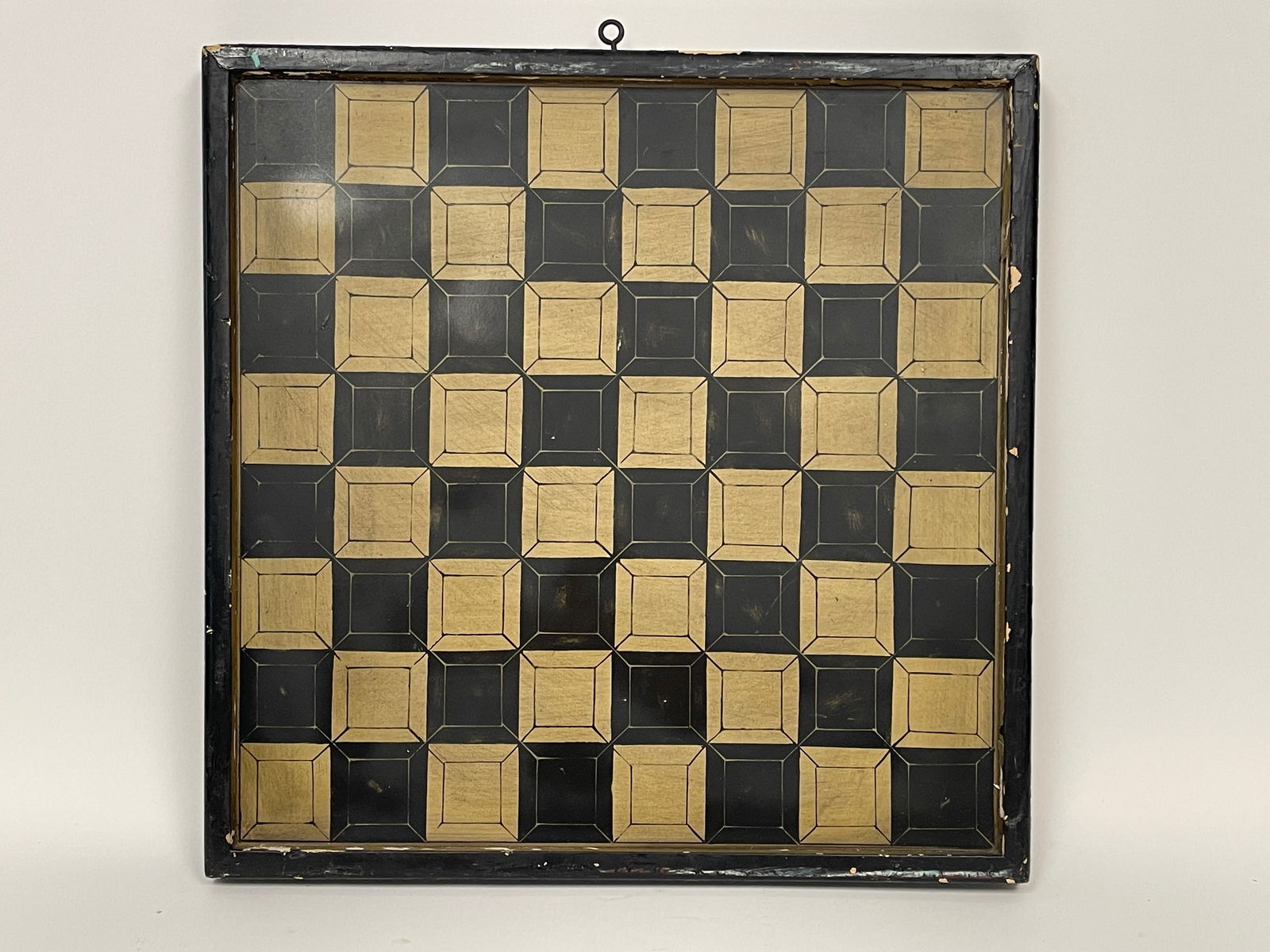 PAINTED FOLK ART GAME BOARD DOUBLE SIDED (1 of 3)