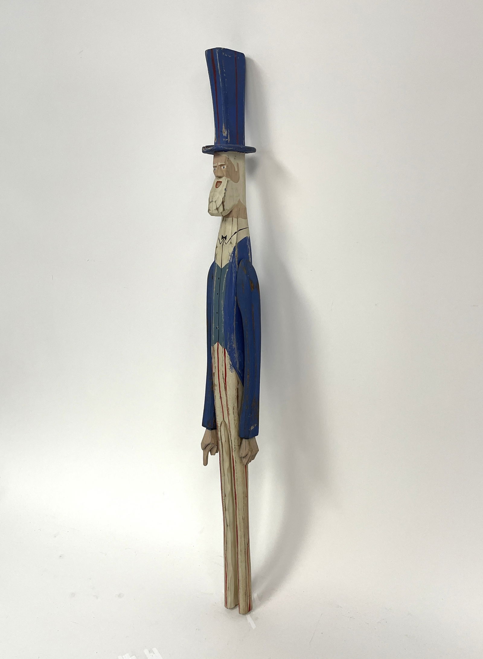 TALL CARVED UNCLE SAM FOLK ART FIGURE W/ MOVEABLE ARMS (1 of 6)