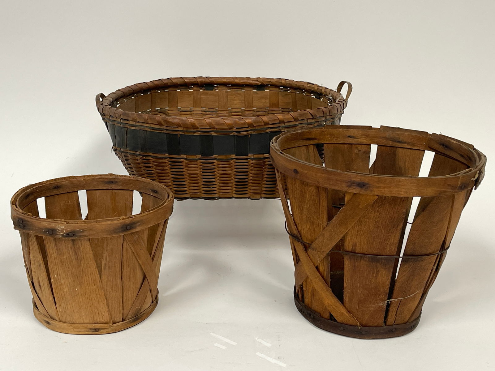 TWO GATHERING PAILS , DECORATED BASKETS (1 of 4)