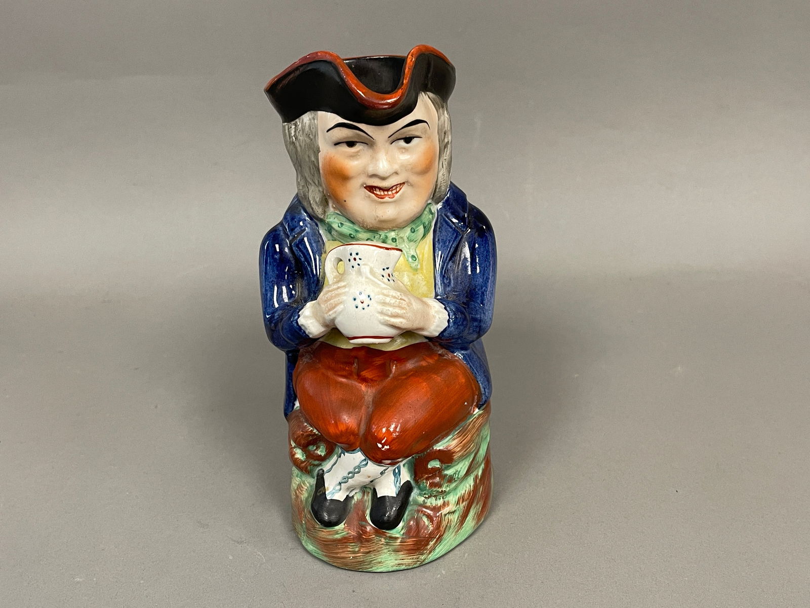 19TH C POTTERY "TOBY" PITCHER ENGLISH C. 1820 NICE ORIGINAL CONDITION (1 of 4)