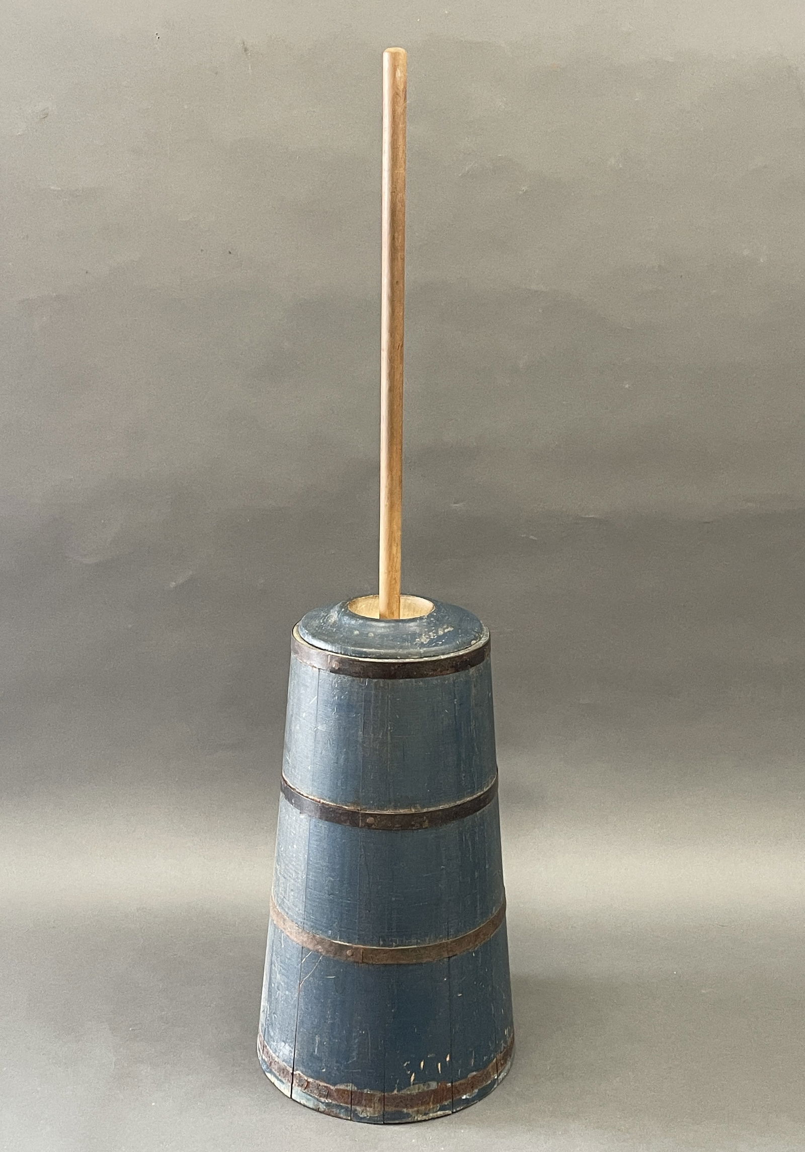 PRIMITIVE BLUE PAINTED BUTTER CHURN (1 of 4)
