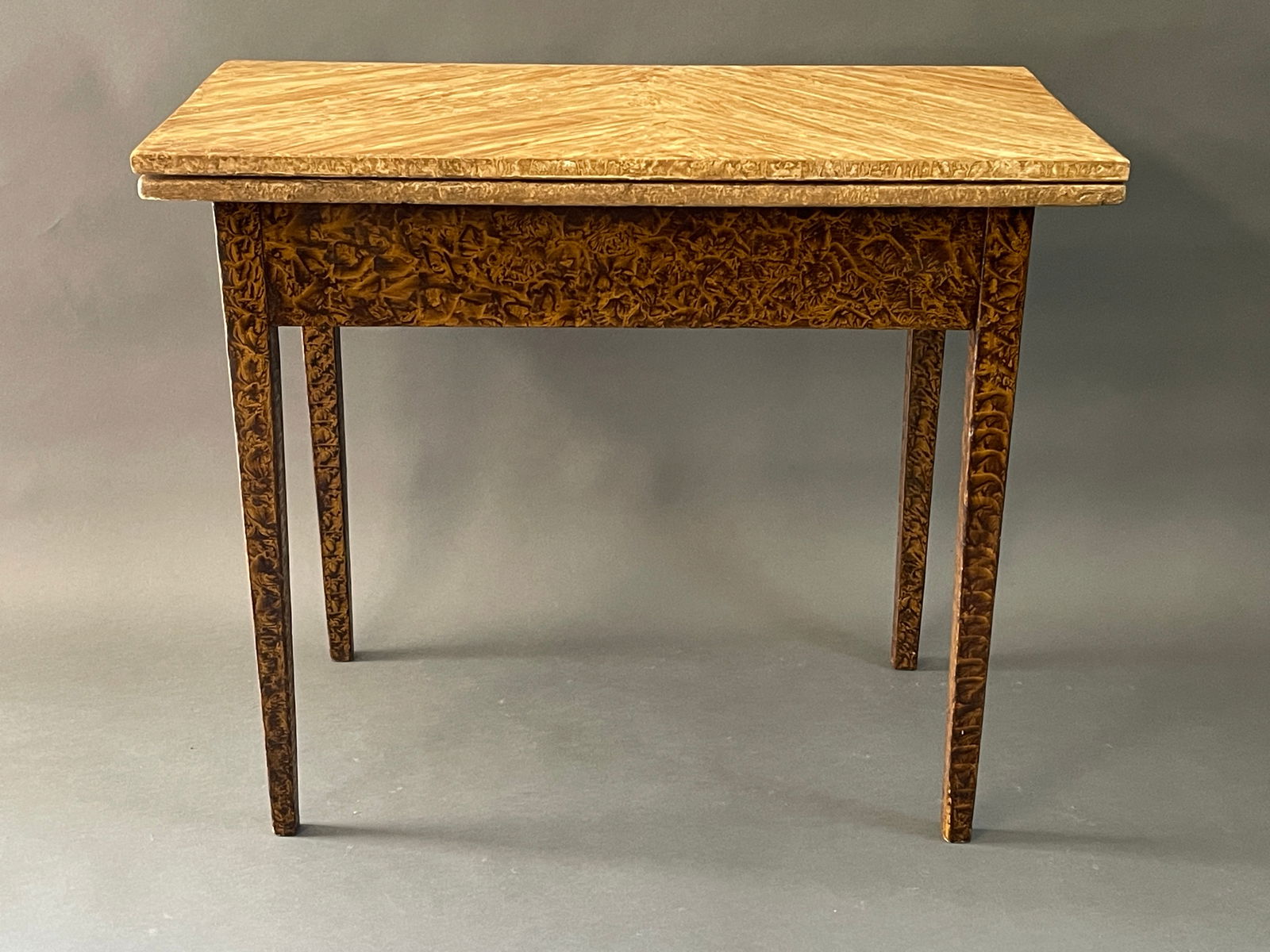 EARLY 19TH CENTURY COUNTRY GRAINED PAINTED BASE CARD TABLE (1 of 6)