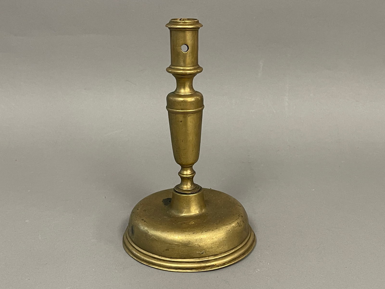PILGRIM PERIOD BRASS BELL CANDLESTICK ROUND BOTTOM (1 of 3)
