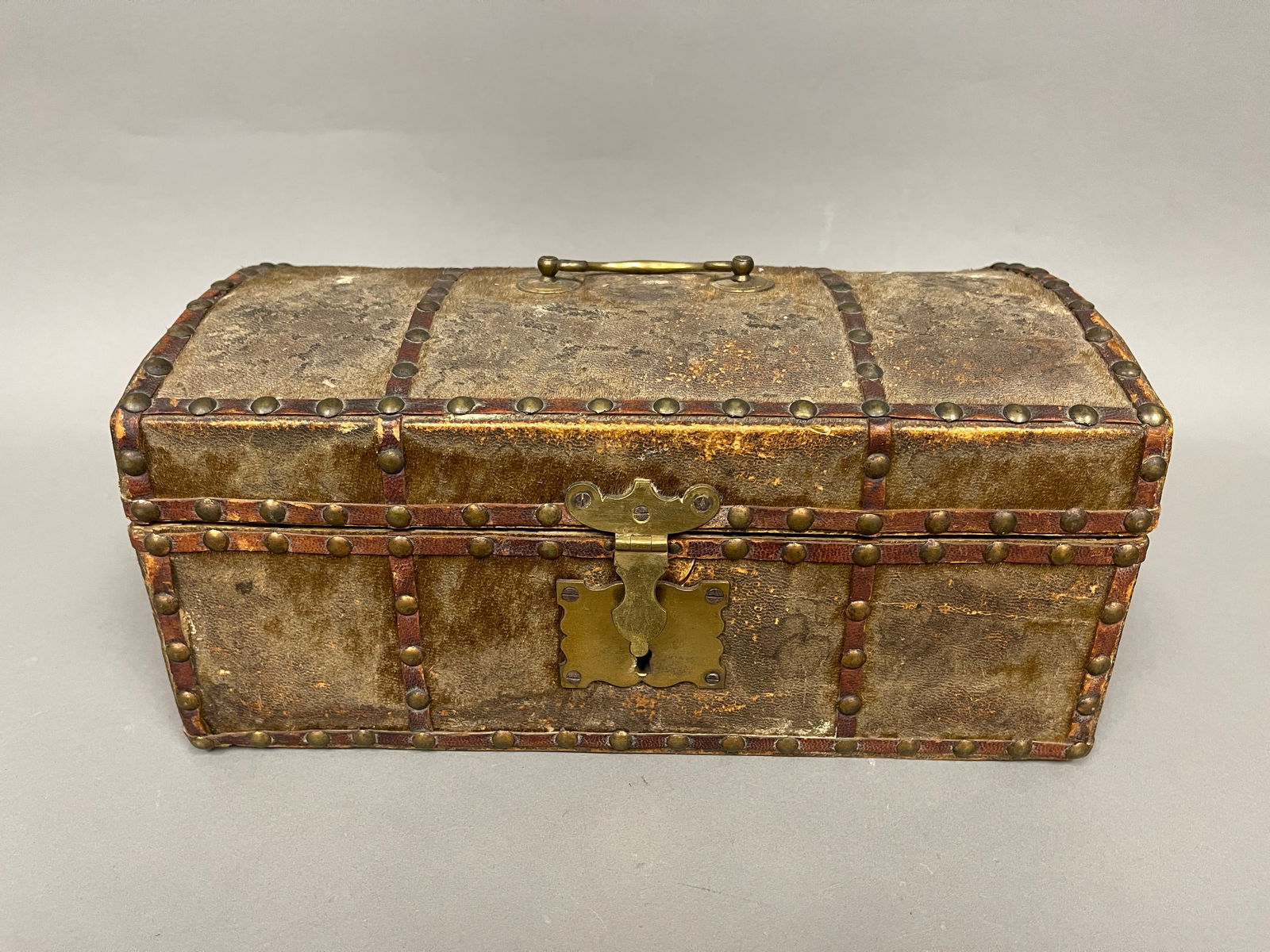 DIMINUTIVE LEATHER COVERED DOME TOP DOCUMENT BOX (1 of 5)