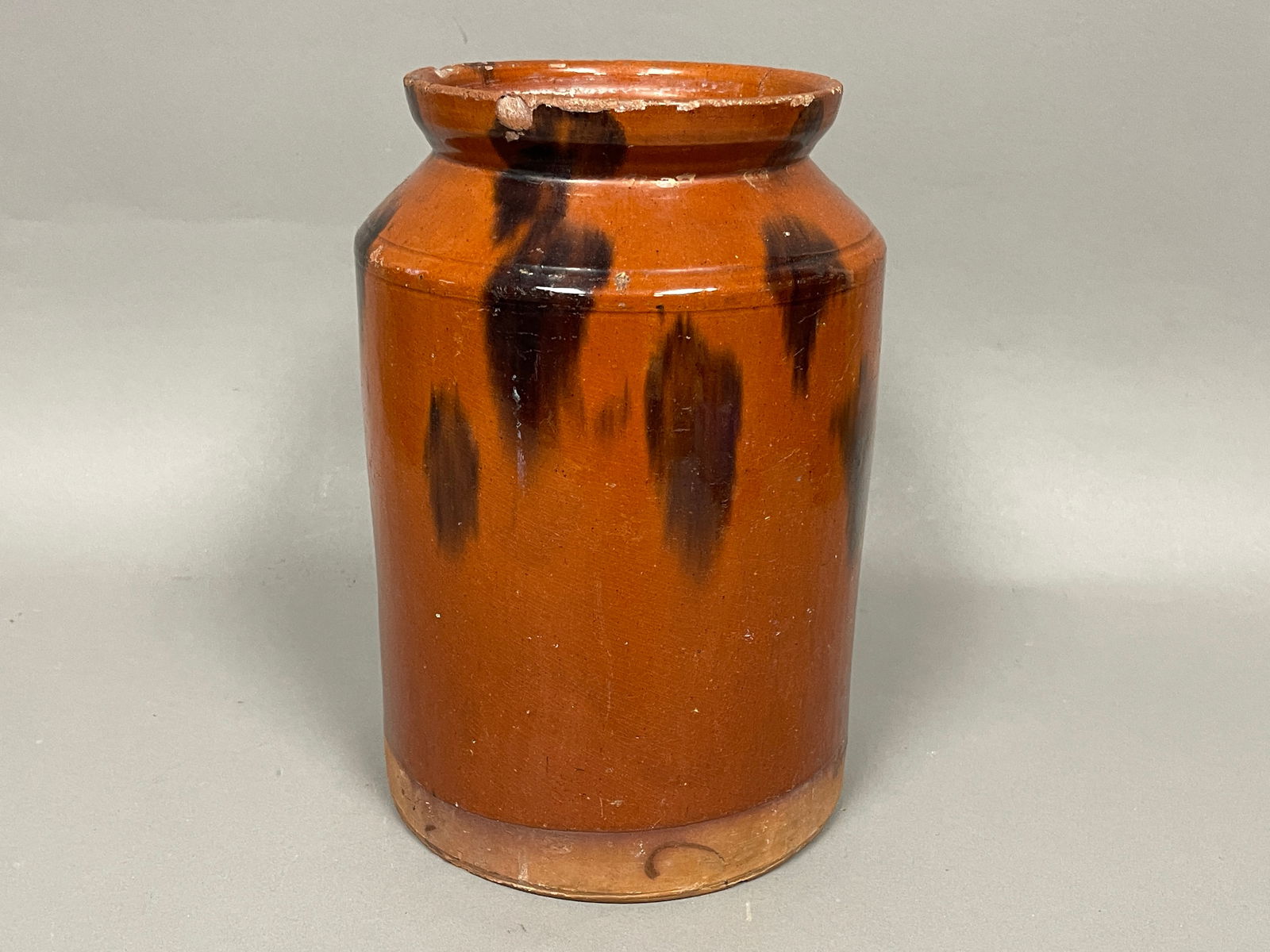 18TH C DECORATED REDWARE JAR / CROCK (1 of 4)