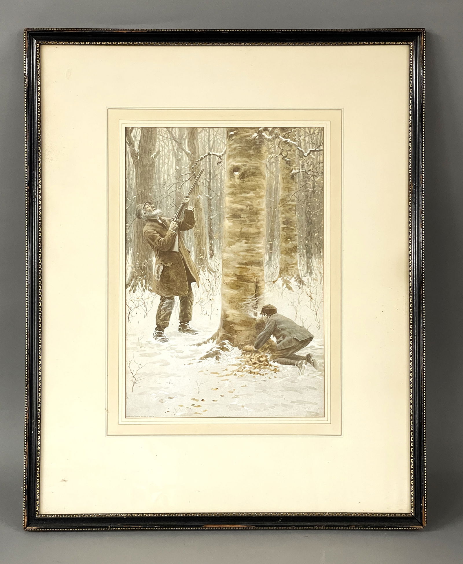 ARTHUR BURDETT FROST ORIGINAL LITHOGRAPH  "SMOKING HIM OUT" 13 X 17 (1 of 5)