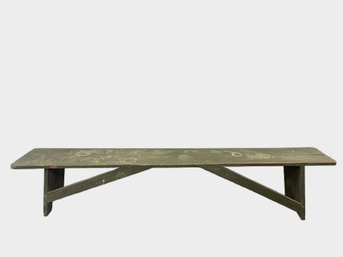 COUNTRY BENCH, 6' LONG IN GREEN PAINT (1 of 6)