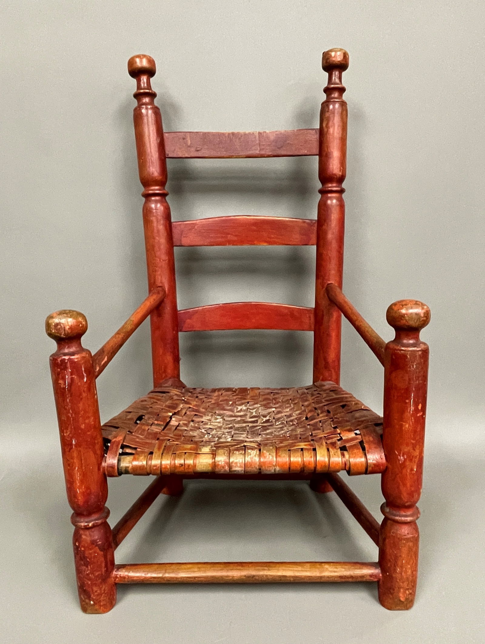 SMALL 18TH C RED CHILD CHAIR (1 of 3)