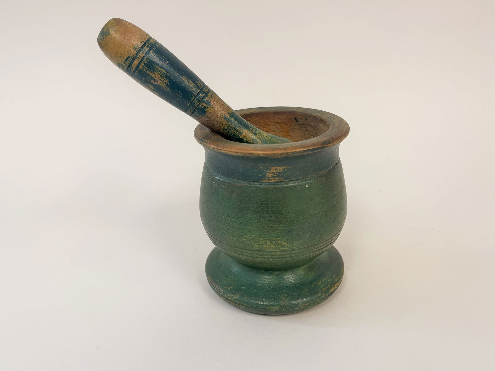 DIMINUTIVE PAINTED MORTAR AND PESTLE (1 of 3)