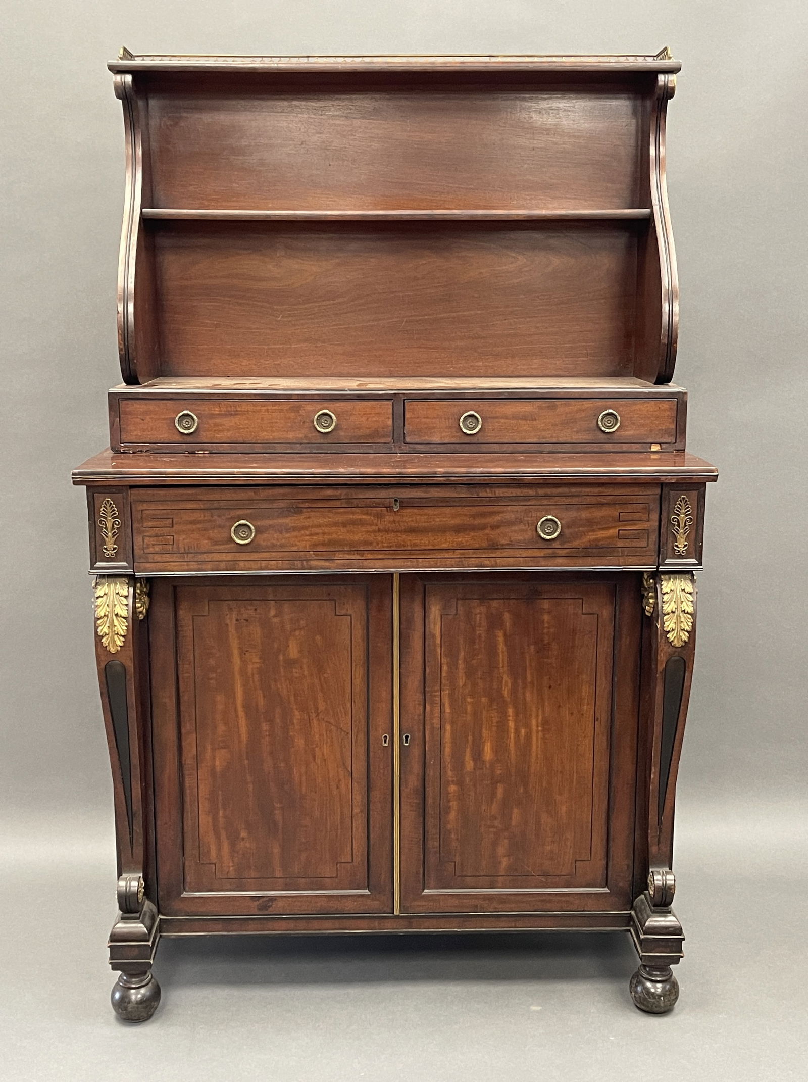 REGENCY MAHOGANY STEPBACK CABINET (1 of 8)
