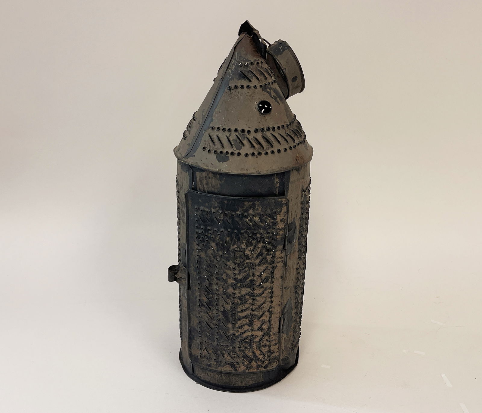 ANTIQUE PRIMITIVE PIERCED TIN BARN LANTERN (1 of 6)