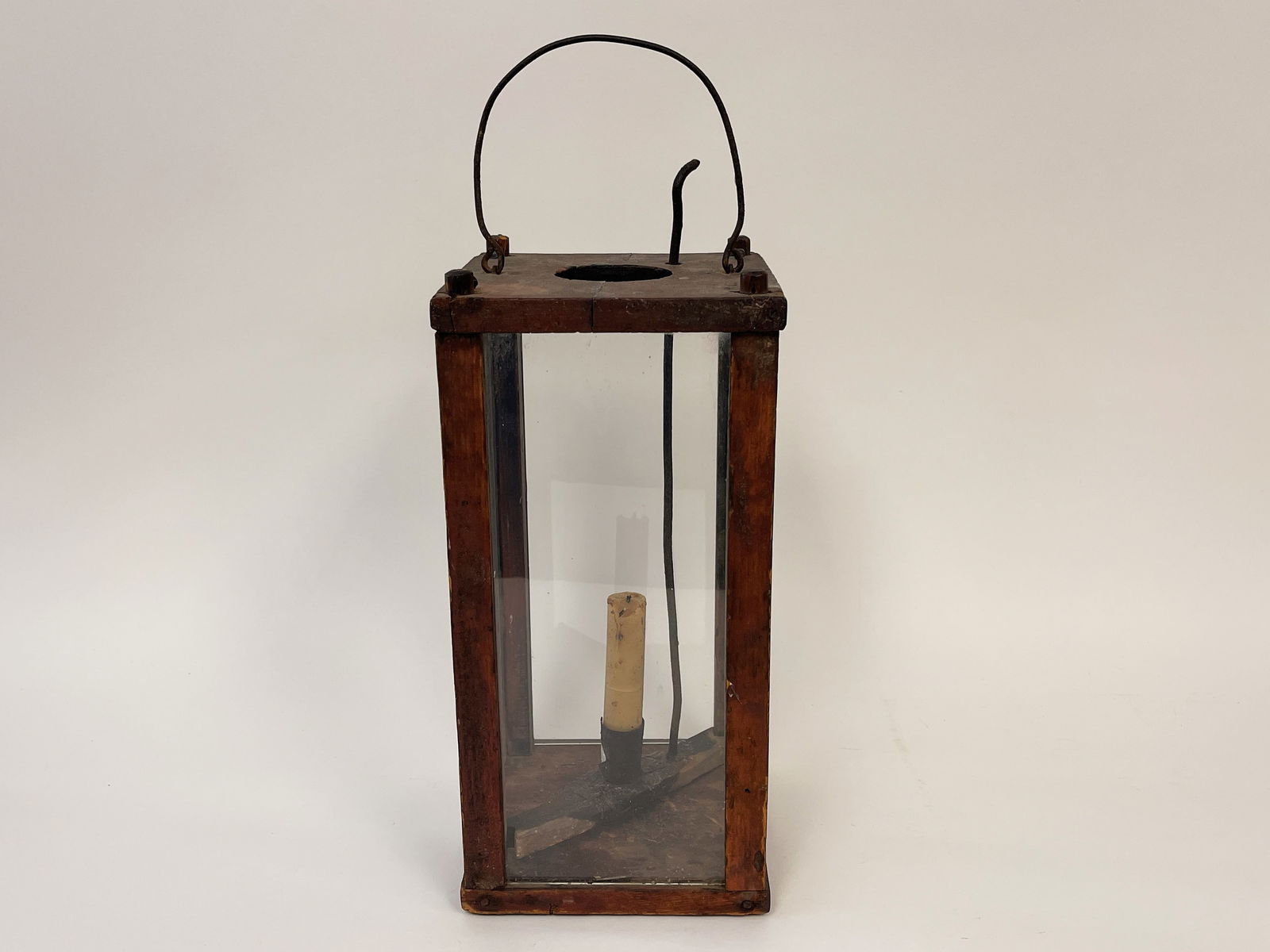 RARE AND EARLY PAINTED WOODEN CANDLE LANTERN (1 of 6)