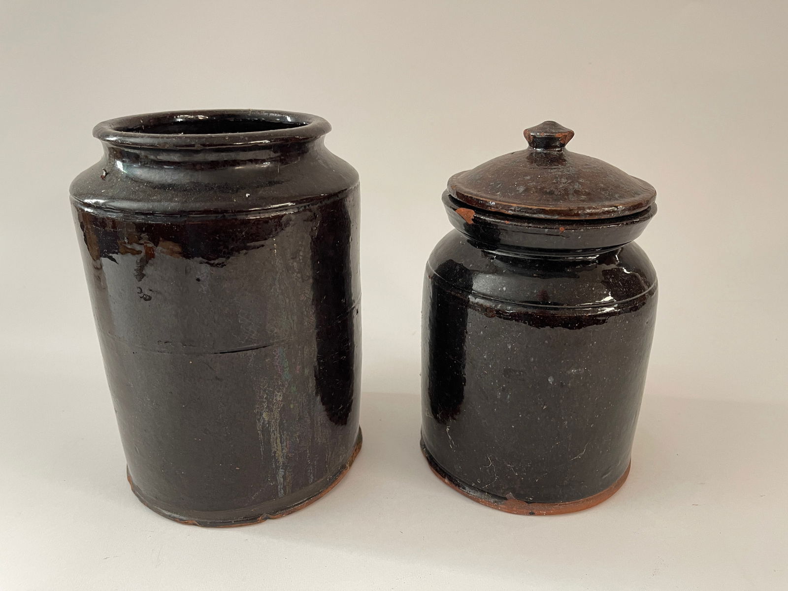 TWO 19TH C REDWARE JARS (1 of 4)