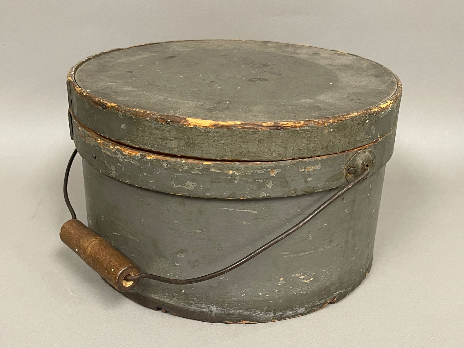 19TH C GRAY PAINTED PANTRY BOX (1 of 3)