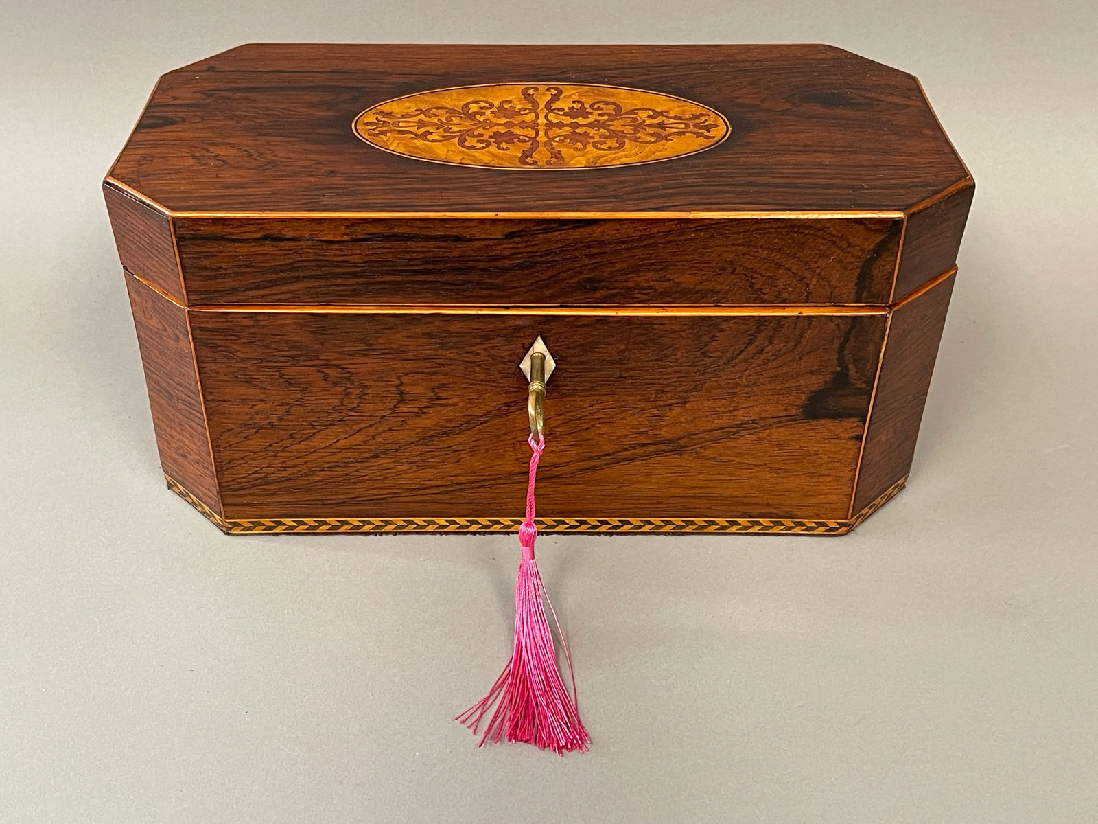 19TH C OCTAGONAL LARGE TEA CADDY (1 of 7)