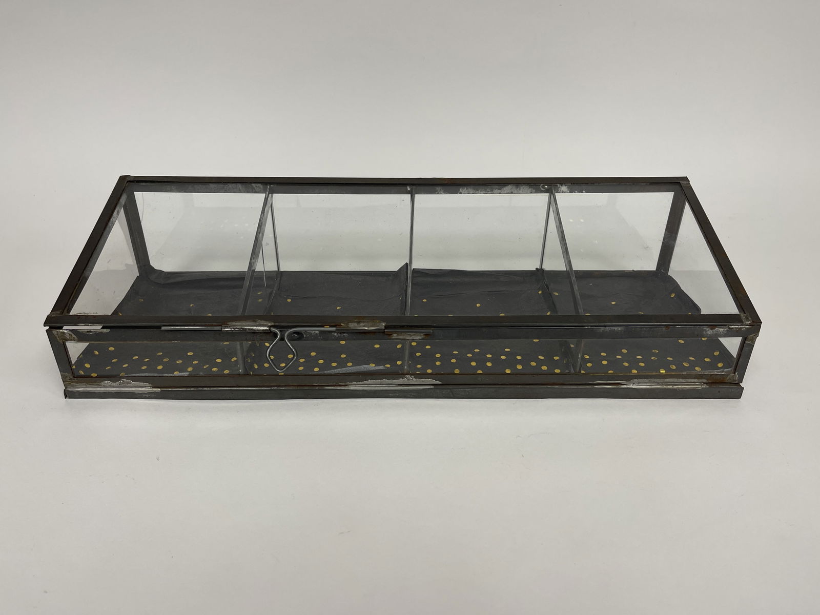 SMALL TIN AND GLASS SLANTED SHOWCASE (1 of 4)