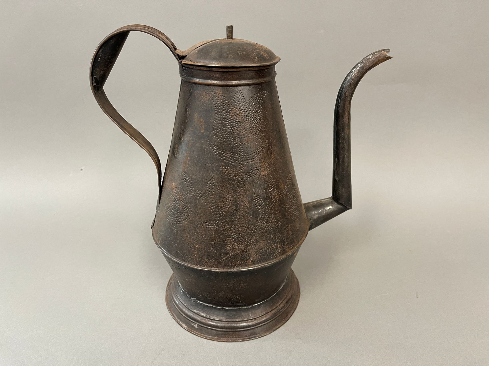 PINPRICK DECORATED EARLY PENNSYLVANIA TINWARE COFFEE POT (1 of 4)