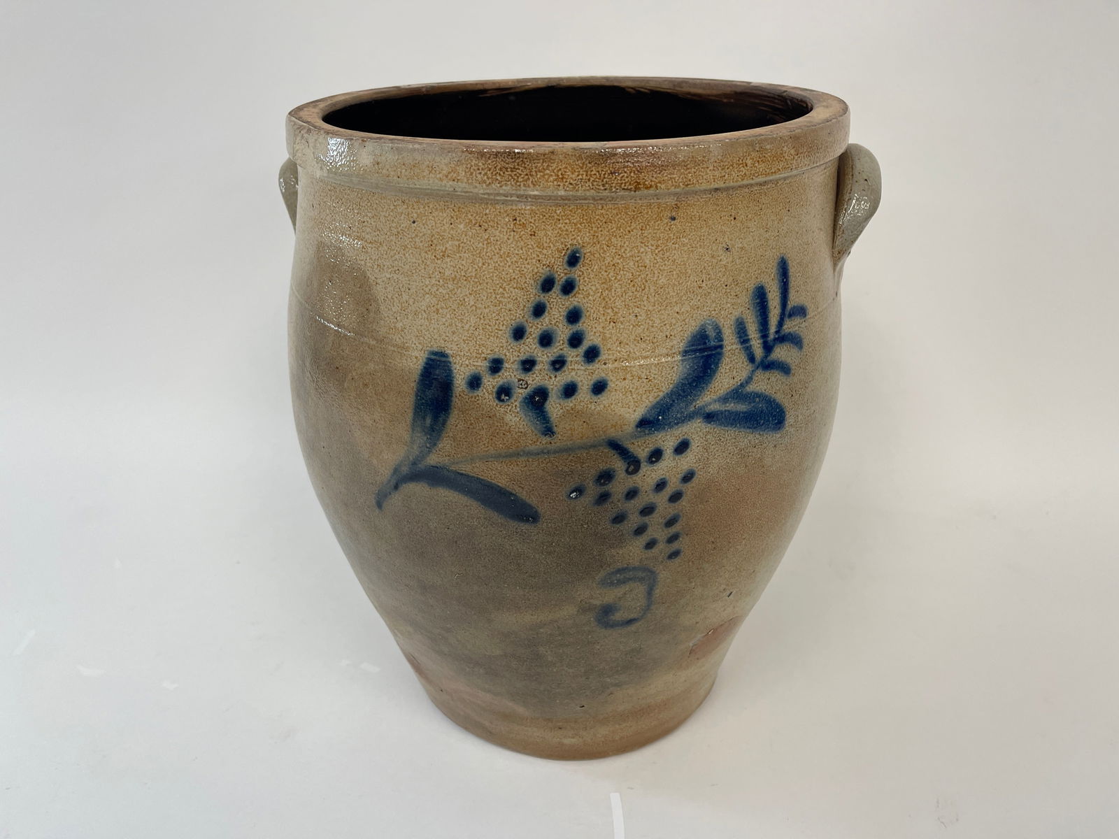 19TH C STONEWARE JUG WITH COBALT DECORATION (1 of 6)