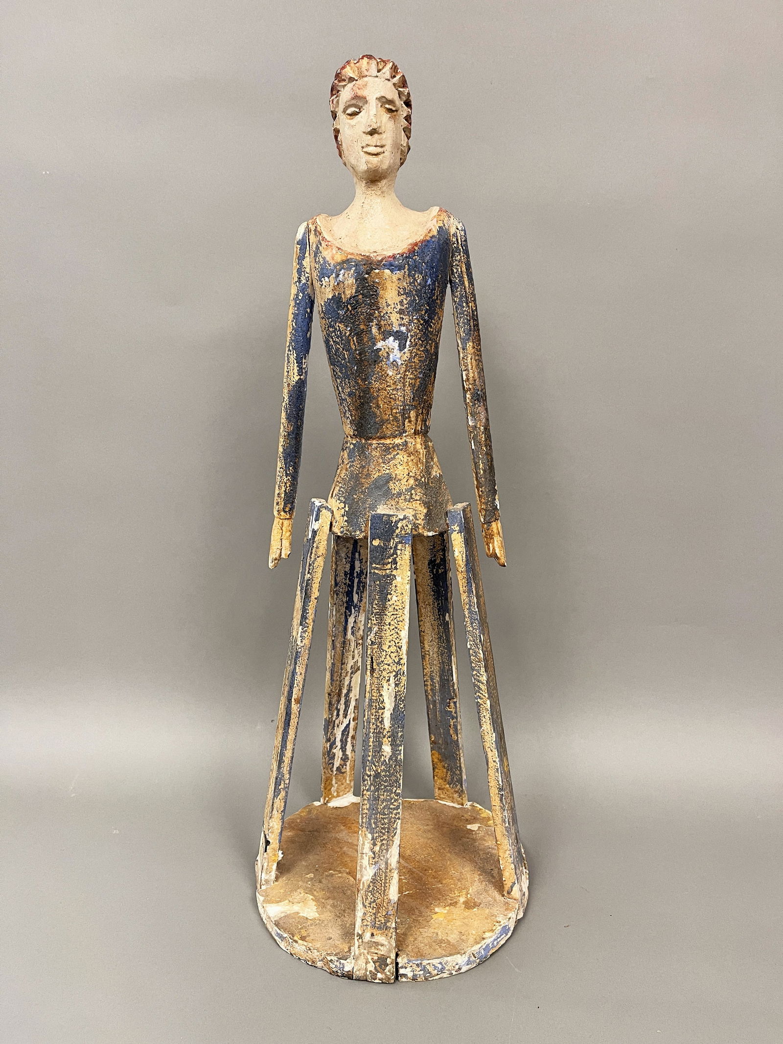 FOLK ART PAINTED CAGE/SANTOS DOLL (1 of 5)