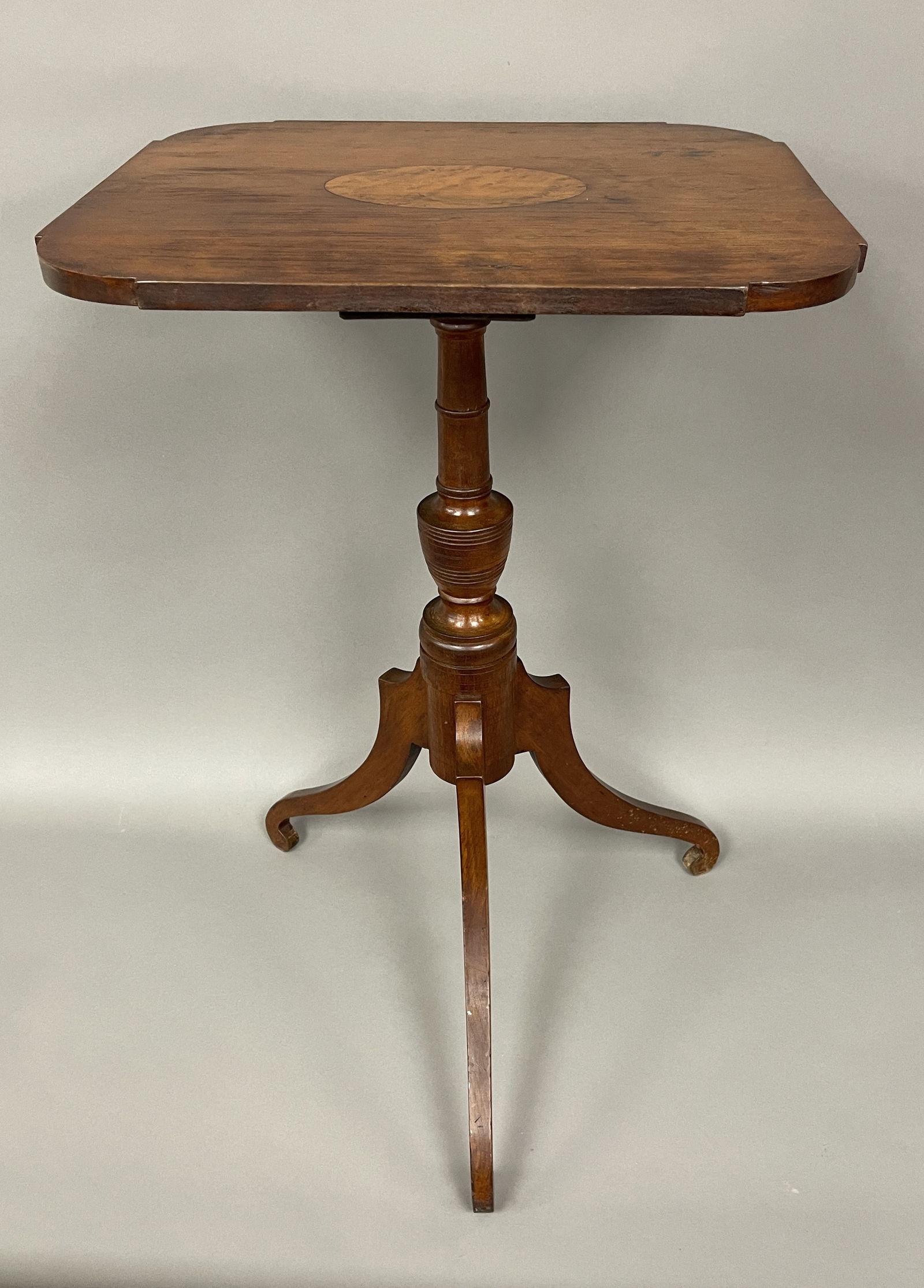 EARLY INLAID CANDLE STAND (1 of 4)
