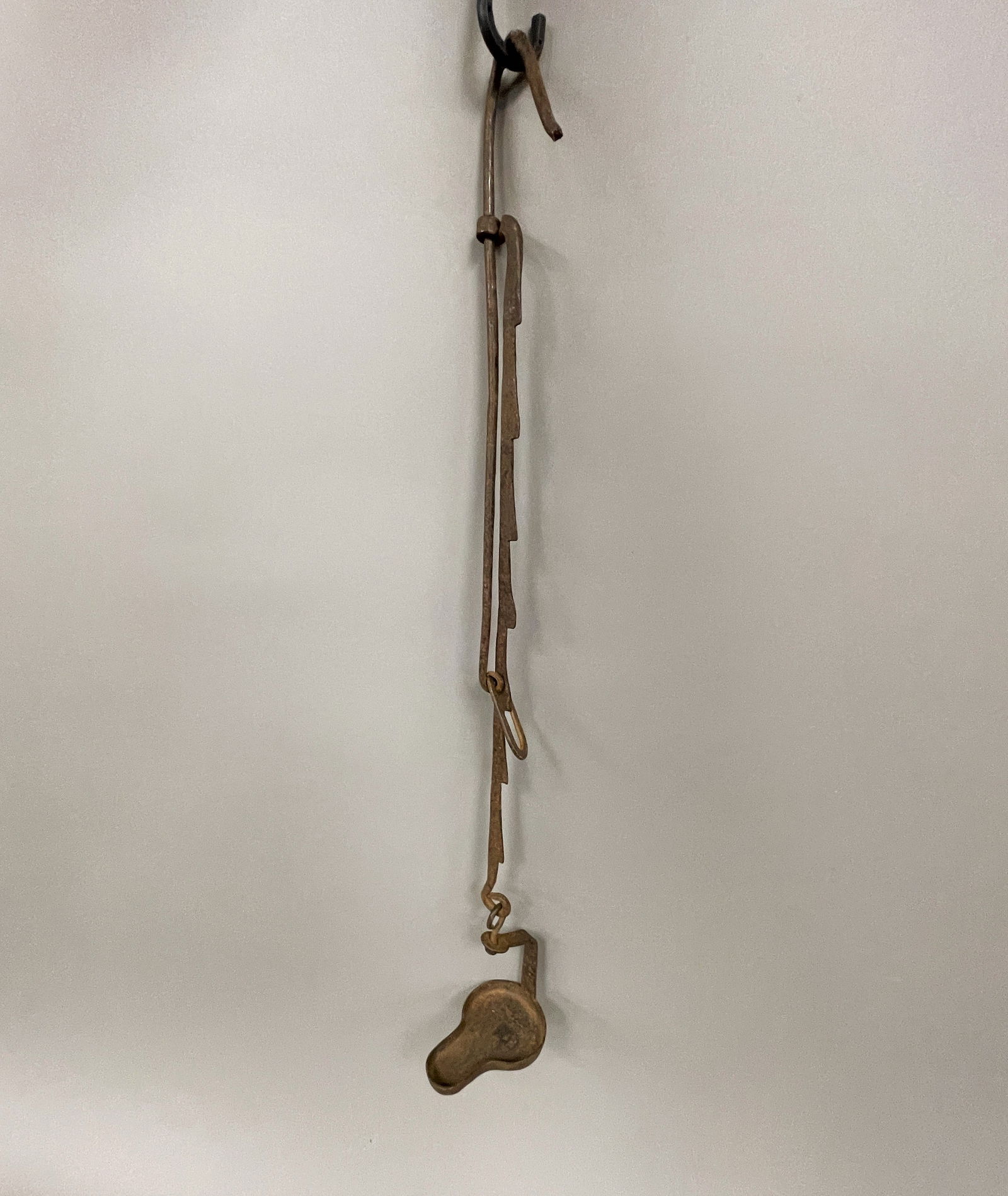 18TH C IRON ADJUSTABLE PAN LAMP (1 of 2)