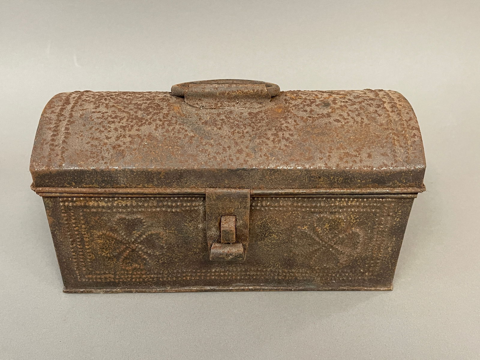 PENNSYLVANIA DOME TOP PUNCHED DECORATED SHEET IRON DOCUMENT BOX (1 of 5)
