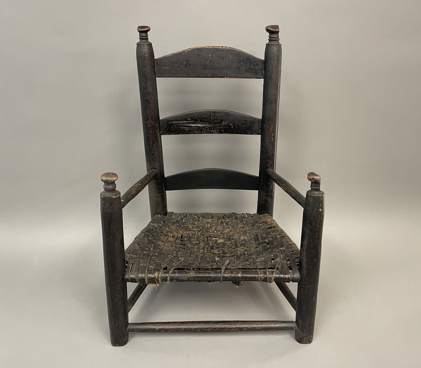 EARLY BLACK PAINTED CHILD'S CHAIR (1 of 4)
